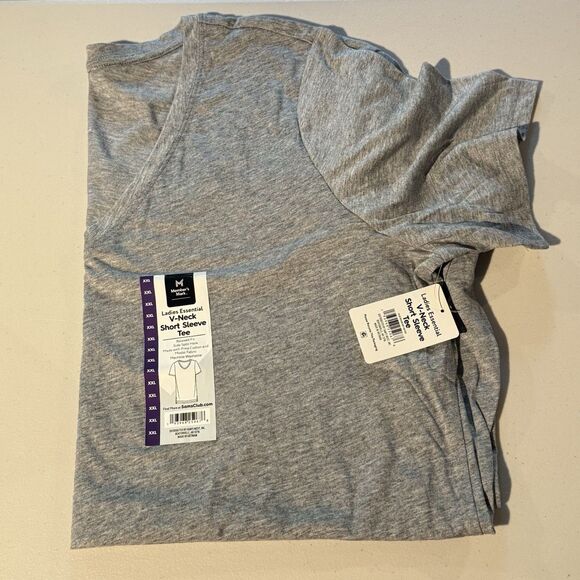 Member's Mark Women's Short Sleeve V-Neck Tee 2XL Medium Grey Heather NWT - Picture 5 of 6